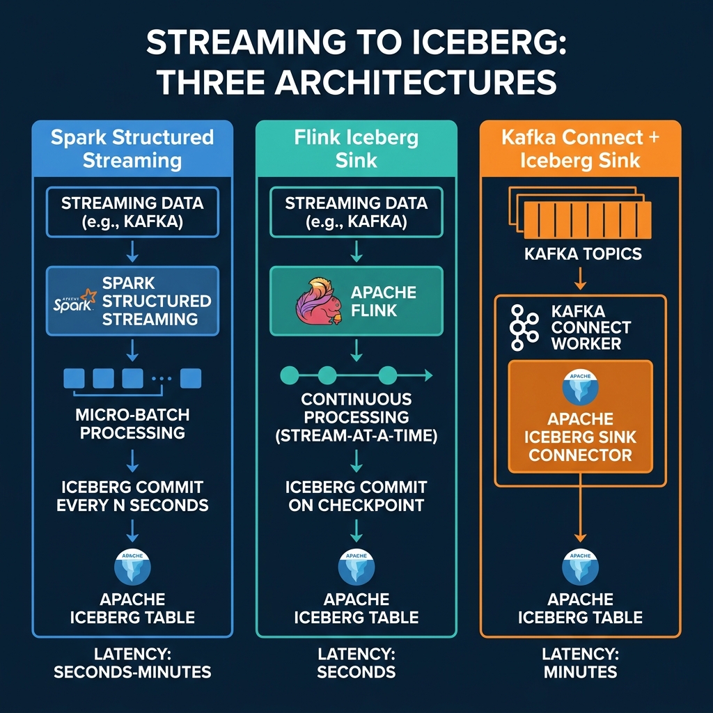 Banner image for article: Approaches to Streaming Data into Apache Iceberg Tables